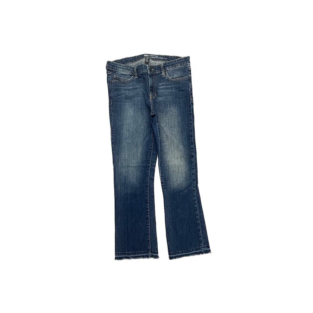 Gap Crop‎ Kick Raw Hem Women's size 6 Dark Wash Blue Denim Jeans
